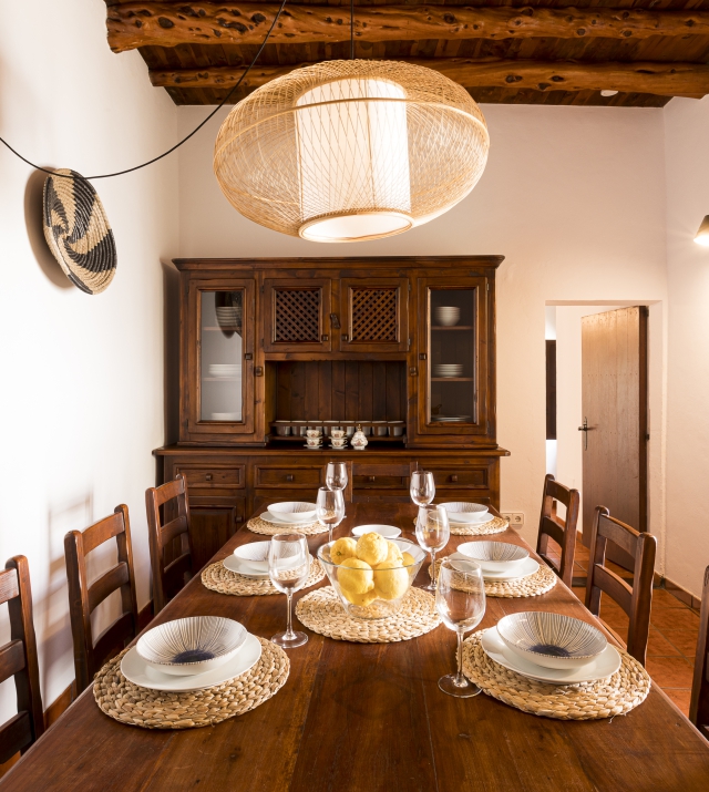 Resa estates rental in jesus 2022 finca private pool in Ibiza house dining table interior.jpg